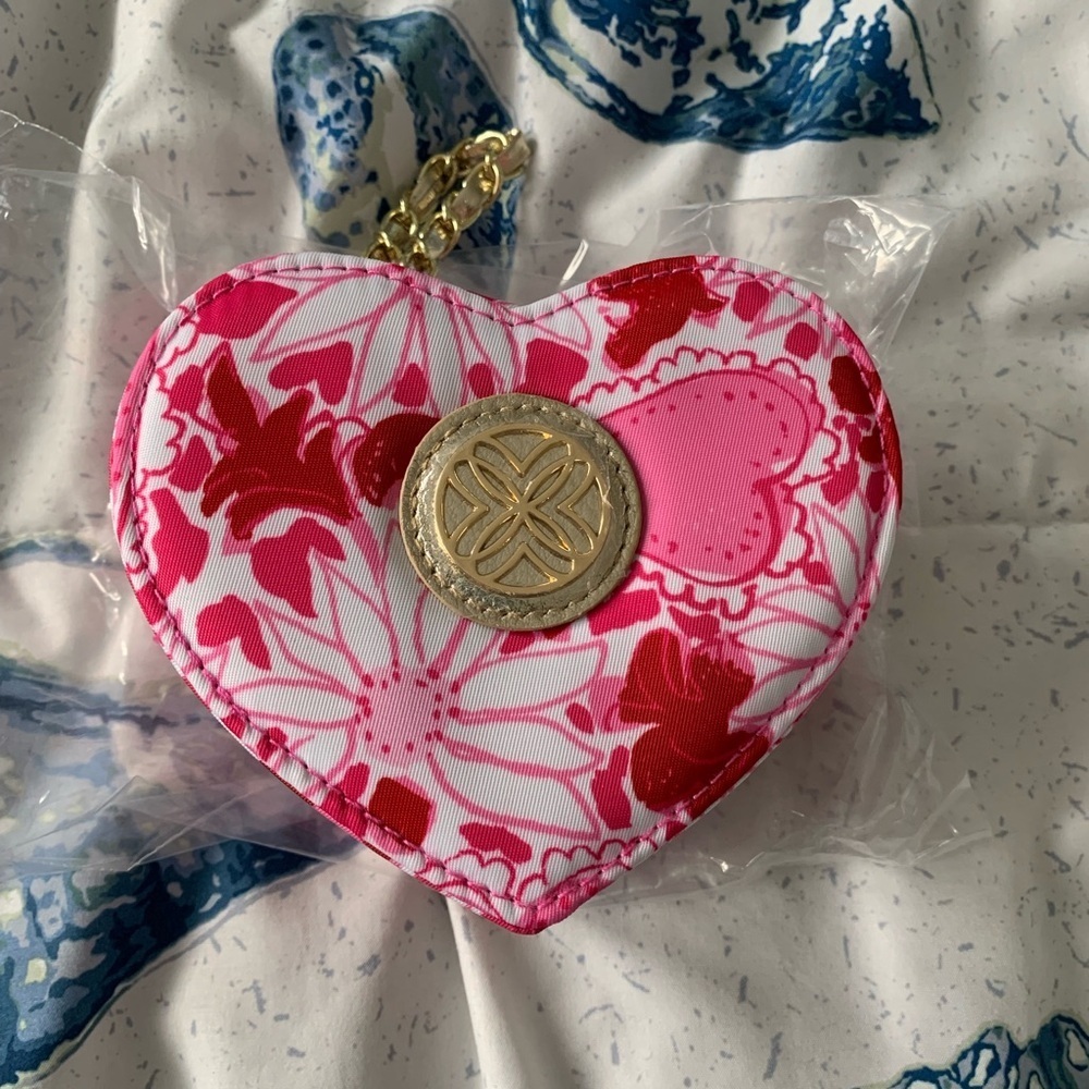 Lilly Pulitzer Pink and Red Heart-Shaped Jewelry Case NWT